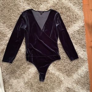 Midnight Blue Velvet Bodysuit